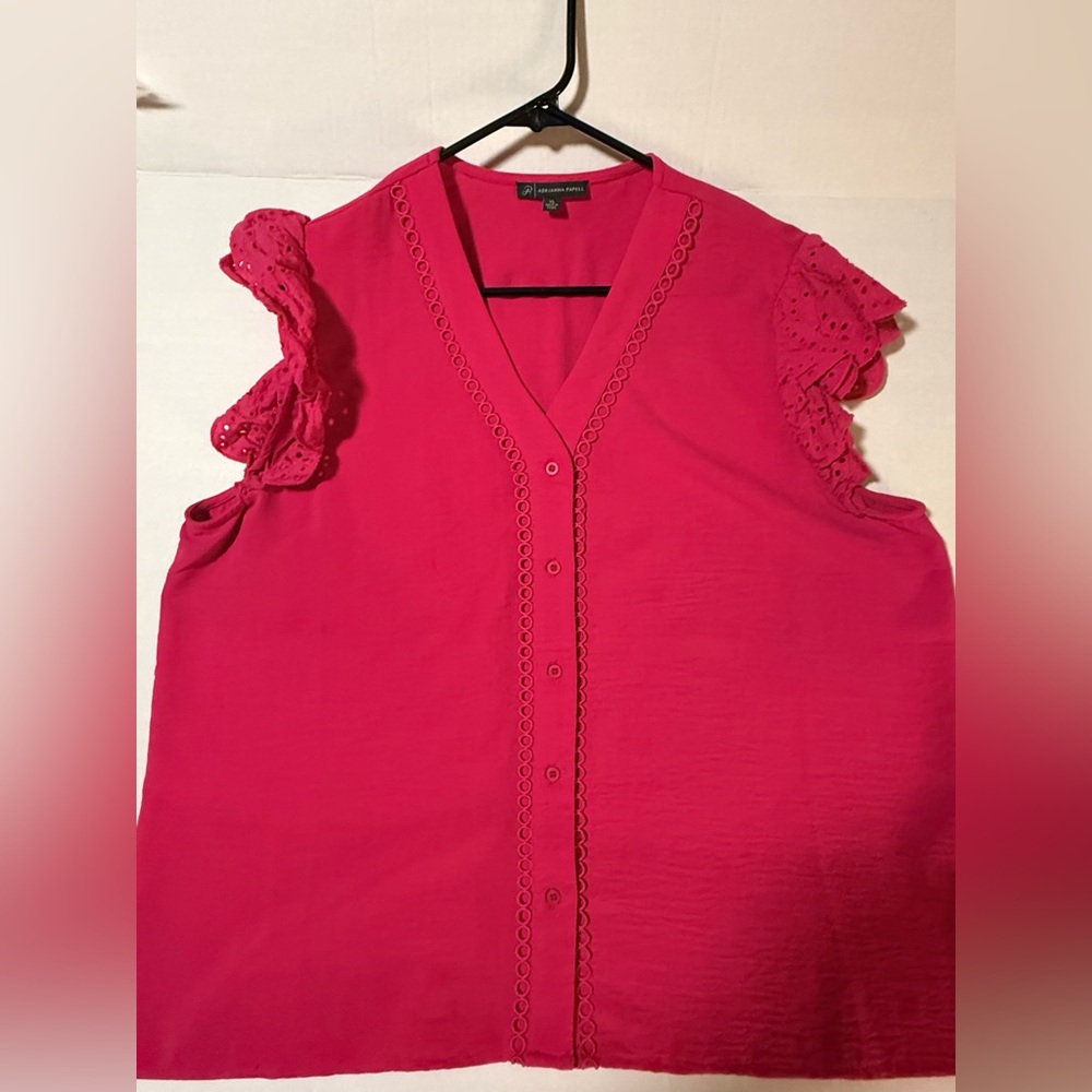 Adrianna Papell Fuchsia Lace Trim Blouse